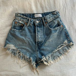 Zara High Waisted Denim Shorts